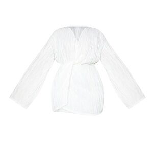 PLT White Textured Wrap Dress